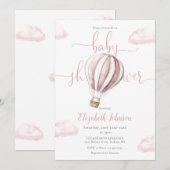Invitation Baby shower Fille Balloon Rose Hot Air (Devant / Derrière)