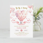 Invitation Baby shower Fille Balloon Rose Hot Air (Debout devant)