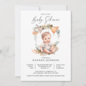 Invitation Baby shower fille bébé aquarelle (Devant)