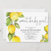 Invitation Baby shower fille bébé douce citron aquarelle fill (Devant)