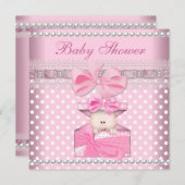 Invitation Baby shower fille bébé rose cadeau emplacement Pea (Devant / Derrière)