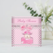 Invitation Baby shower fille bébé rose cadeau emplacement Pea (Debout devant)