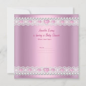 Invitation Baby shower fille bébé rose parapluie Pearl blanc (Dos)