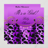 Invitation Baby shower fille bébé violet noir Poster de anima (Devant / Derrière)