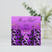 Invitation Baby shower fille bébé violet noir Poster de anima (Debout devant)