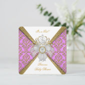 Invitation Baby shower fille blanc violet princesse Damas (Debout devant)