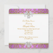 Invitation Baby shower fille blanc violet princesse Damas (Dos)