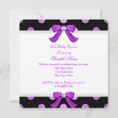 Invitation Baby Shower Fille Blanc Violet Princesse Points (Dos)