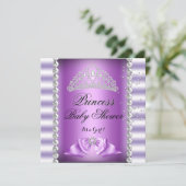 Invitation Baby shower fille blanc violet princesse Tiara Gem (Debout devant)