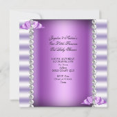Invitation Baby shower fille blanc violet princesse Tiara Gem (Dos)