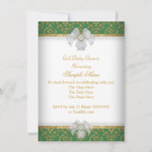 Invitation Baby shower fille blanche verte princesse Damas (Dos)