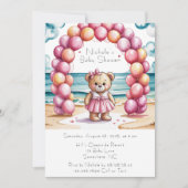 Invitation Baby shower Fille Blonde Beachside Teddy Bear (Devant)