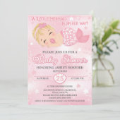 Invitation Baby shower fille blonde | Bébé Sirène  (Debout devant)