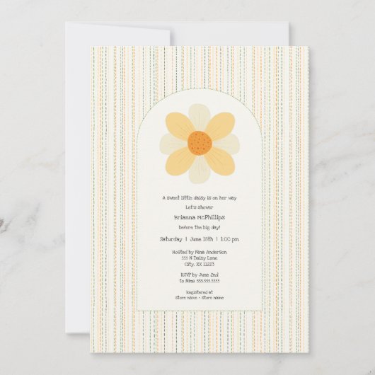 Invitation Baby shower fille Boho Daisy (Devant)