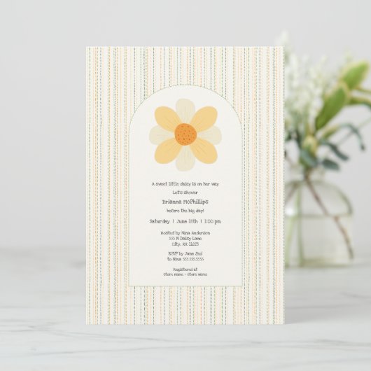 Invitation Baby shower fille Boho Daisy (Debout devant)