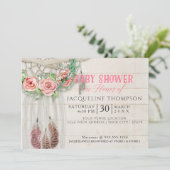 Invitation Baby shower fille BOHO Dream Catcher Shiplap Bois (Debout devant)