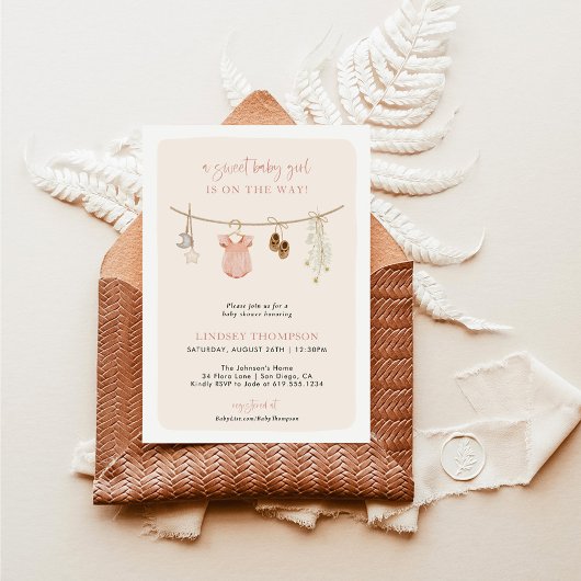 Invitation Baby shower fille Boho | Vêtements pour bébés en t