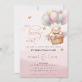 Invitation Baby shower Fille Boloon Ours Teddy (Devant)