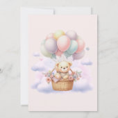 Invitation Baby shower Fille Boloon Ours Teddy (Dos)