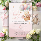 Invitation Baby shower Fille Boloon Ours Teddy