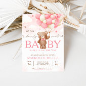 Invitation Baby shower Fille Boloon Ours Teddy