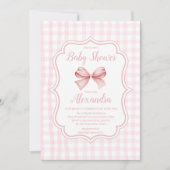Invitation Baby shower fille Bow Aquarelle rose (Devant)