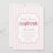 Invitation Baby shower fille Bow Aquarelle rose (Devant)