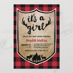Invitation Baby shower fille bûcheron