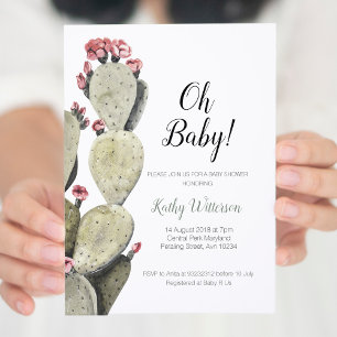 Invitation Baby shower fille Cactus