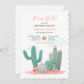Invitation Baby shower fille Cactus Blooms (Devant / Derrière)