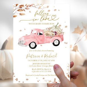 Invitation Baby Shower Fille Camion Rose Tomber Amoureux