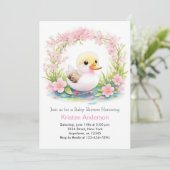 Invitation Baby shower Fille Canard Rose Floral Blissful (Debout devant)