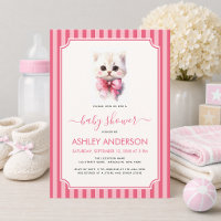 Baby Shower Fille Chatons Joli Nœud Rose et Rayure