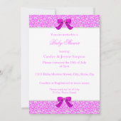 Invitation Baby shower Fille Chaud rose Léopard perles Brunet (Dos)