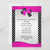 Invitation Baby Shower Fille Chaussure Bébé Rose Chaud Points (Dos)