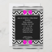 Invitation Baby Shower Fille Chaussure Bébé Rose Chevron (Dos)