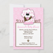 Invitation Baby shower fille chien rose (Devant)