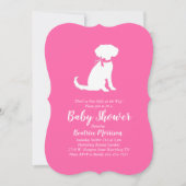 Invitation Baby Shower Fille Chien Schnoodle Rose (Devant)