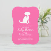 Invitation Baby Shower Fille Chien Schnoodle Rose (Debout devant)