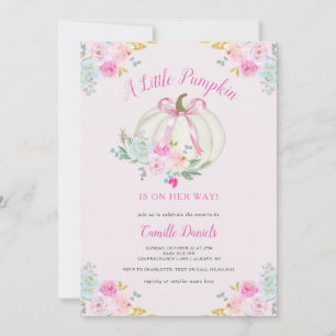 Invitation Baby shower fille Citrouille de la ceinture rose
