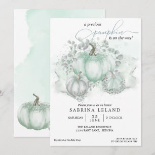Invitation Baby shower fille Citrouille de la menthe
