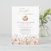 Invitation Baby shower fille Citrouille rose (Debout devant)