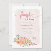 Invitation Baby shower fille Citrouille rose aquarelle (Devant)