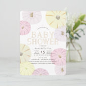 Invitation Baby shower fille Citrouille rose et jaune (Debout devant)