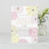 Invitation Baby shower fille Citrouille rose et jaune par cou (Debout devant)