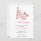 Invitation Baby shower fille Citrouille rose mignon (Devant)