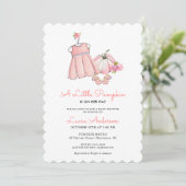 Invitation Baby shower fille Citrouille rose mignon (Debout devant)