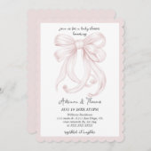 Invitation Baby shower fille coquette rose (Devant / Derrière)