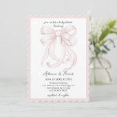 Invitation Baby shower fille coquette rose (Debout devant)