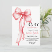 Invitation Baby shower fille Coquette Rose (Debout devant)